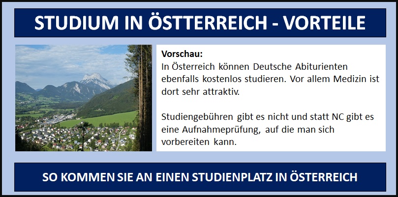 Studium in Österreich - kein NC - keine Studiengebühren - so bekommen Sie einen Platz
